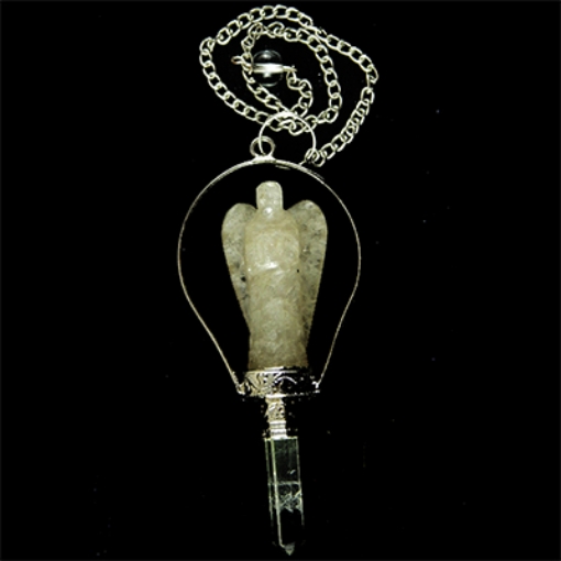 White Moonstone Pendulum with Metal Chain