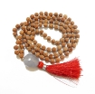 Rudraksha Mala with Blue Chalcedony Pendant