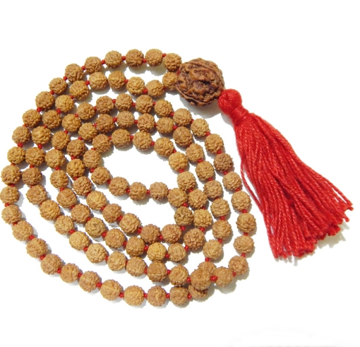Picture of 4 Face Big Nepali Rudraksha with 5 Face 7mm Rudraksha Mala