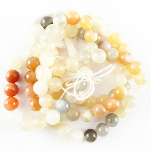 Picture of Multi-Mondstein-Edelsteinperlen, 8 mm rund