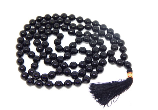Picture of Schwarze Onyx-Mala: 108+1 Perlen geknotete Mala