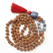 Picture of Rudraksha Mala mit facettiertem Sodalith-Trommelanhänger und Sodalith-Edelsteinperlen