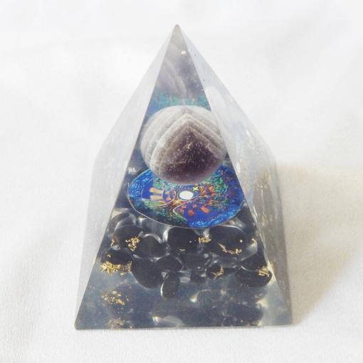 Orgone Pyramid, Amethyst & Black Agate